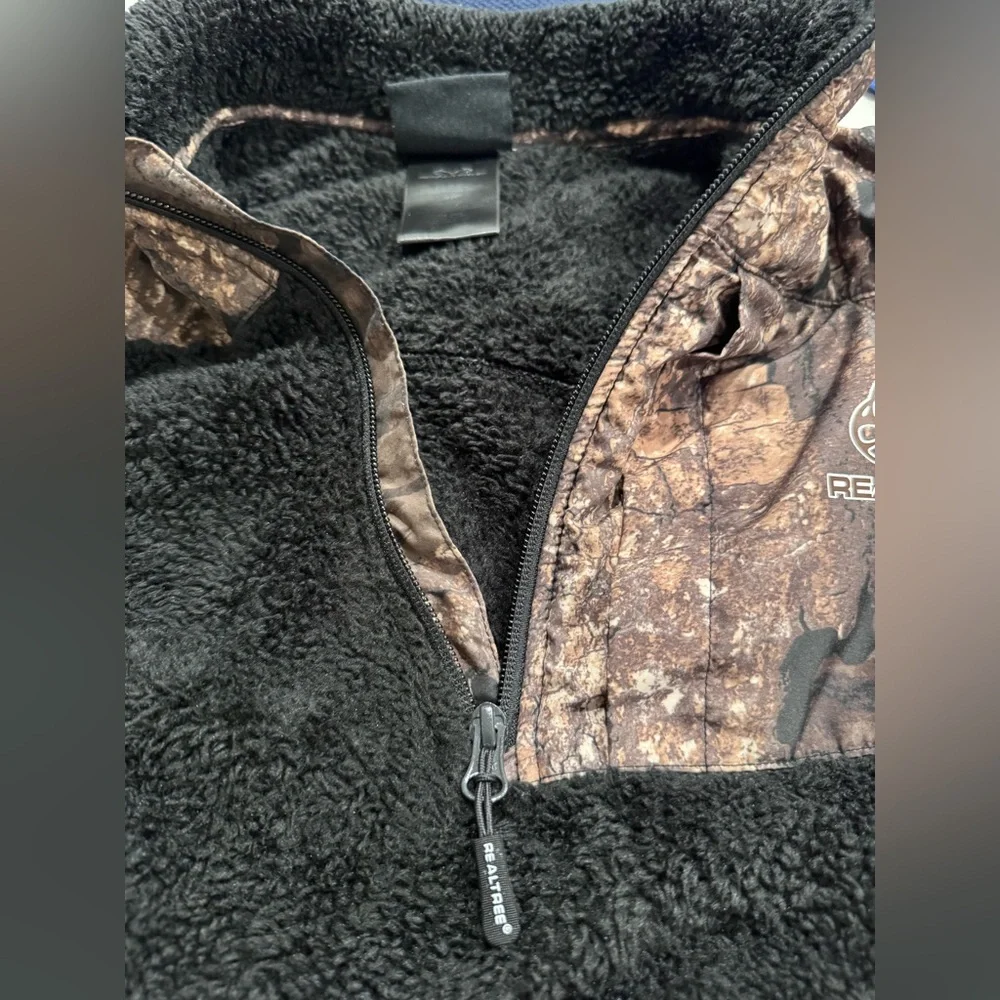 Realtree Camo Sherpa Fleece 1/4 Zip Pullover Jacket - Small - Picture 8 of 11